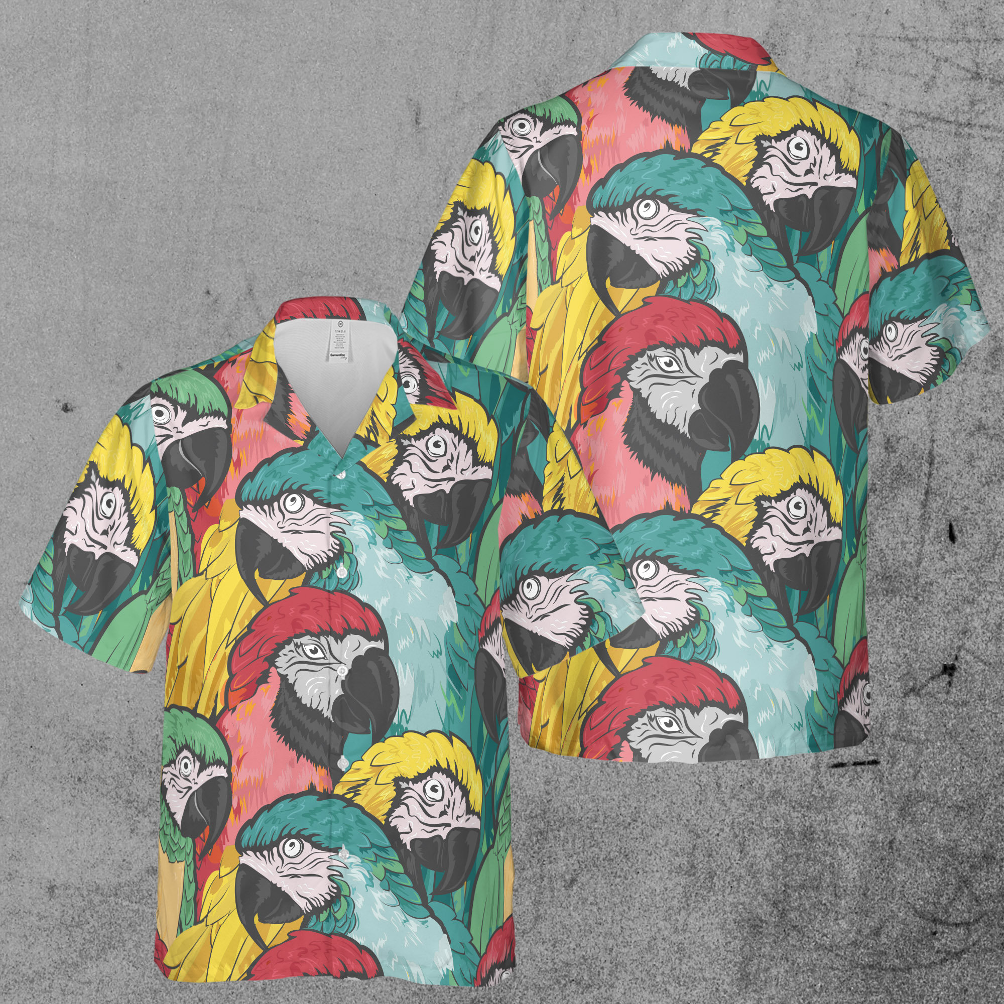 Funny Aloha Colorful Parrot Painting Hawaiian Shirt
